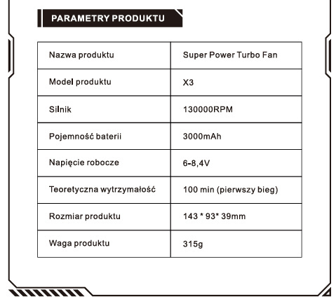Dmuchawa Jet Fan X3 wentylator ręczny mini jet fan sprężone powietrze